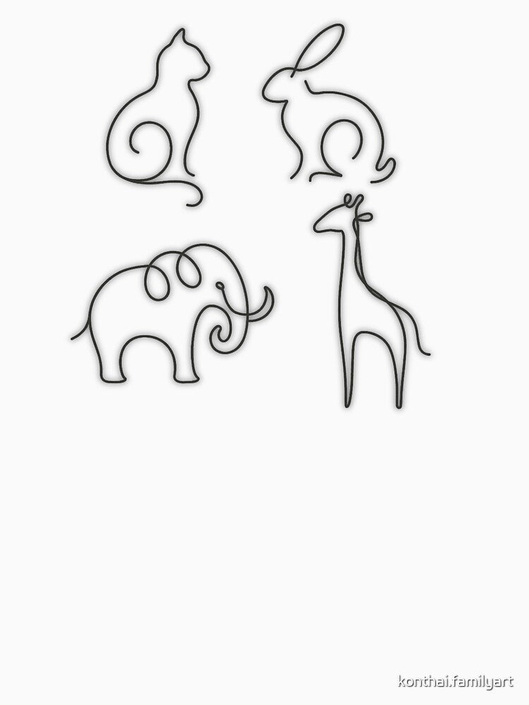 Minimal One-Line Animals – Elegant Continuous Line Art Illustration by konthai.familyart