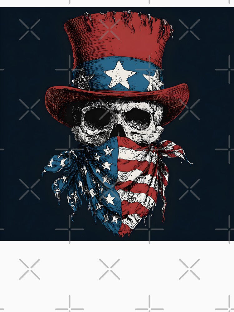 Tattoo art patriotic skull with tattered hat by dcrc