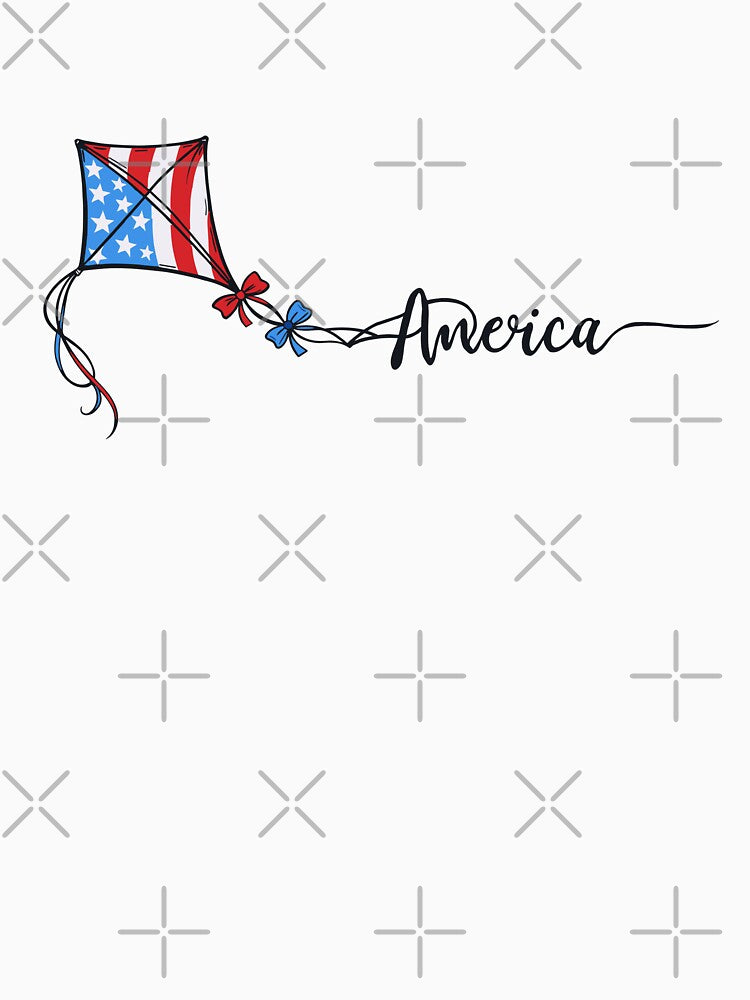 America Cursive Kite Minimal Patriotic USA Art by JessArty ⭐⭐⭐⭐⭐