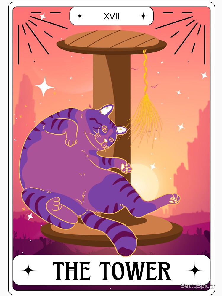 Tarot Card Cheshire Cat The Tower by BettySpicer