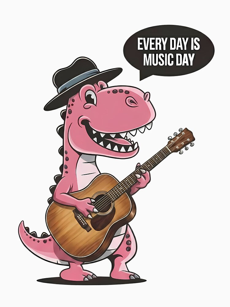Pink Guitar Dinosaur - World Music Day by Art-Arcade6