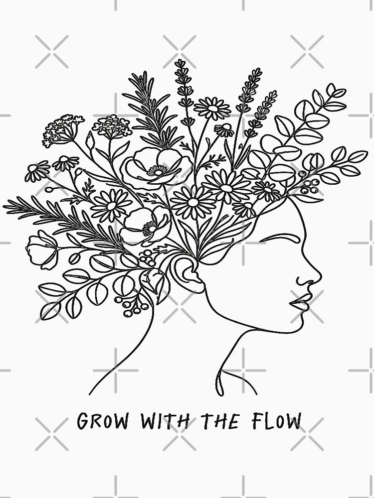 Minimalist Plant Head Woman Art Print, Woman With Flower Head Print, Line Drawing Woman Grow With The Flow by STURNIOLO55