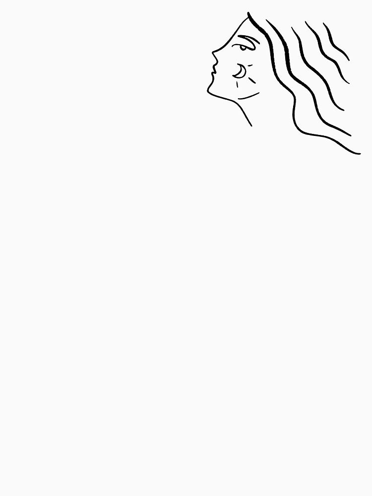 Simple Minimal One Line Face Silhouette Art T-Shirt by Sadie Gray
