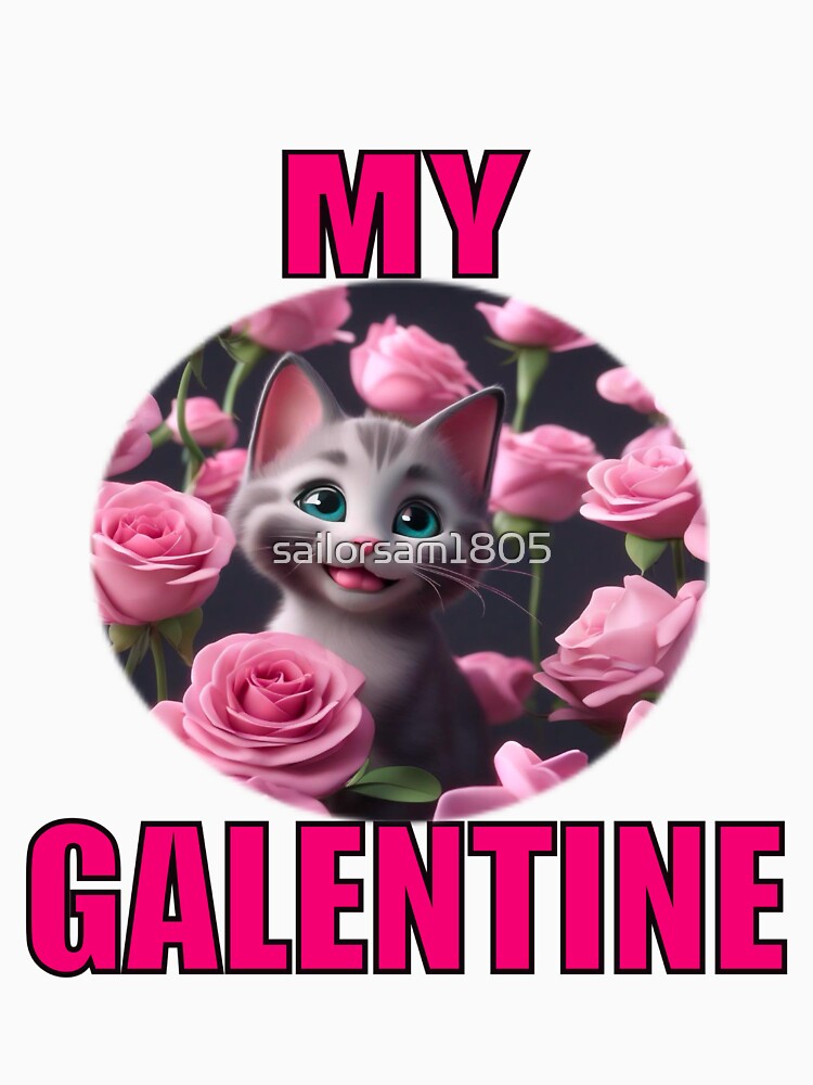 Pretty Happy and Really Super Cute kitten on Galentines day and Galentines party, gift idea for Galentines day by sailorsam1805