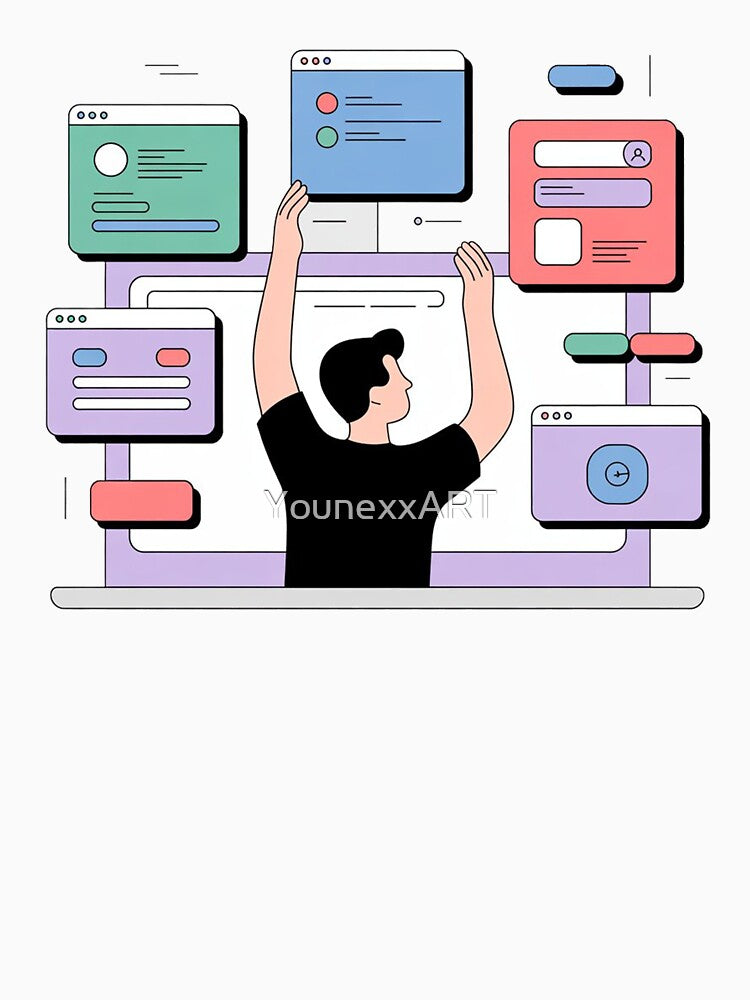 Man Building Online Store From 0 to Success Ecommerce Design by YounexxART