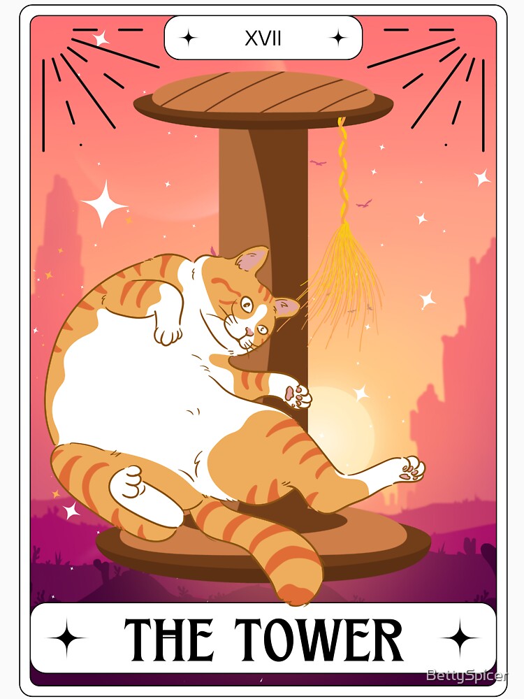 Tarot Card Orange Cat The Tower by BettySpicer