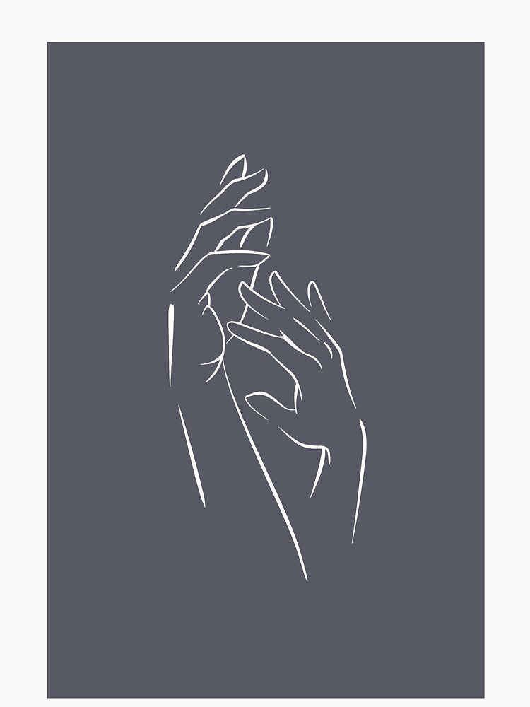 Minimalistic Aesthetic Hands Line Art Print by violinh