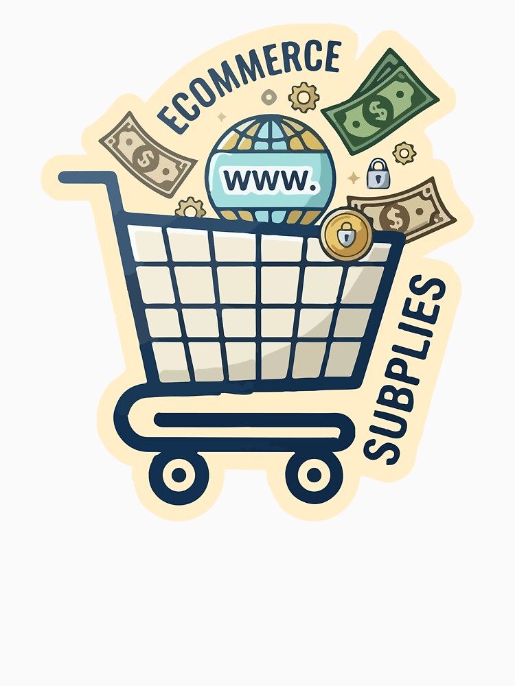 Ecommerce Supplies Shopping Cart Online Business Illustration by PixelWaveBD