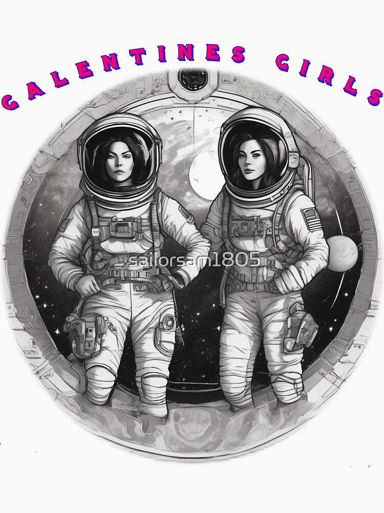 2 black and white Spacewomen galentines girls thinking of galentines day gifts by sailorsam1805
