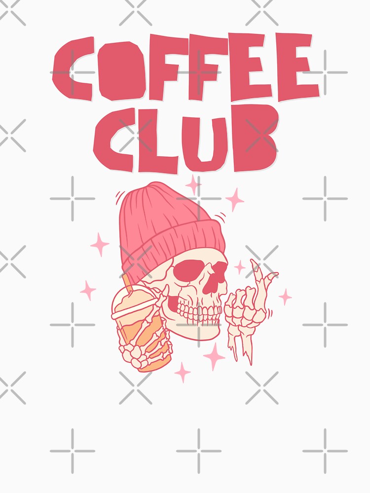 Coffee Club Skull Aesthetic | Pink Goth Skeleton Coffee Lover by creativerooney