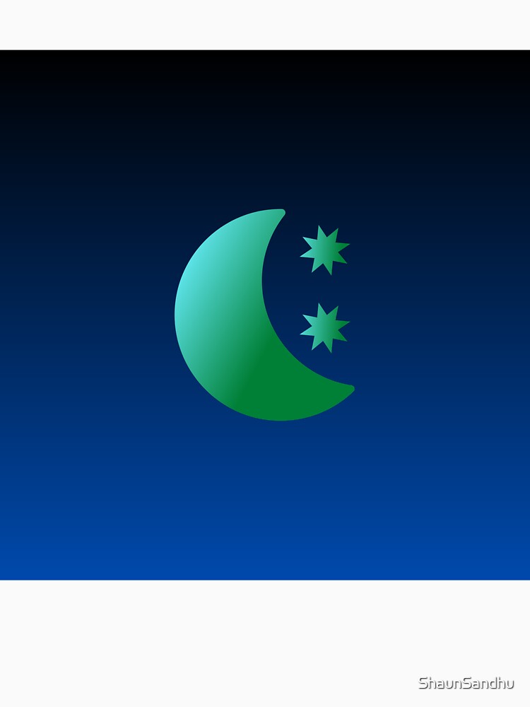 Blue and Green Gradient Crescent Moon and Stars with Gradient Sky by ShaunSandhu