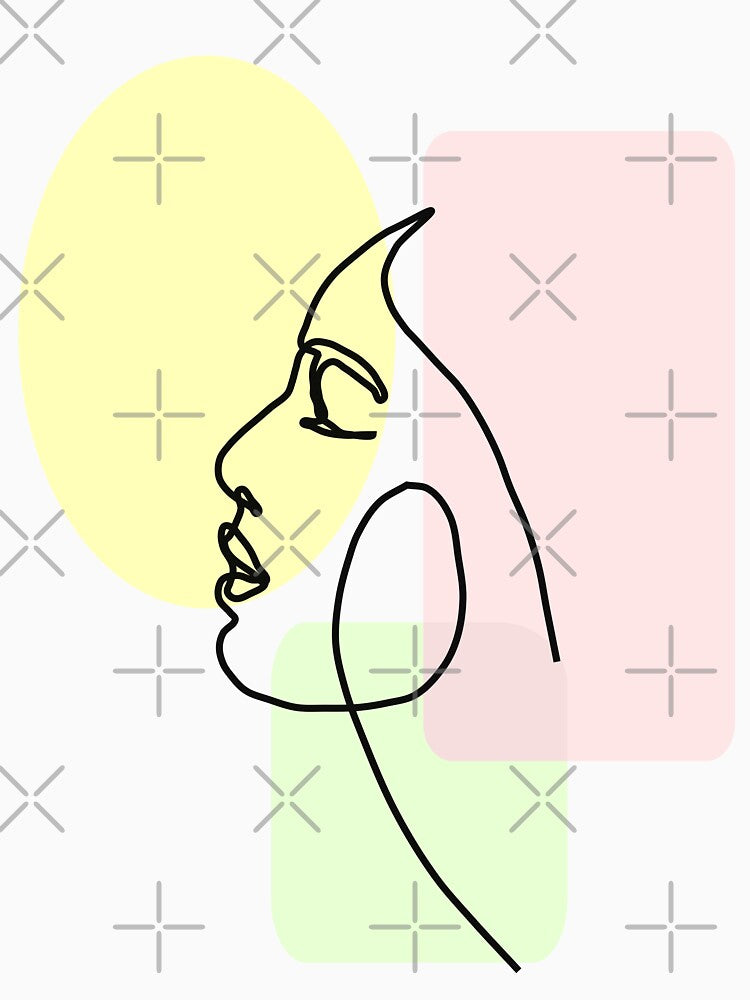 Beautiful Face Single Line Minimalist Art by Shapes-Mania
