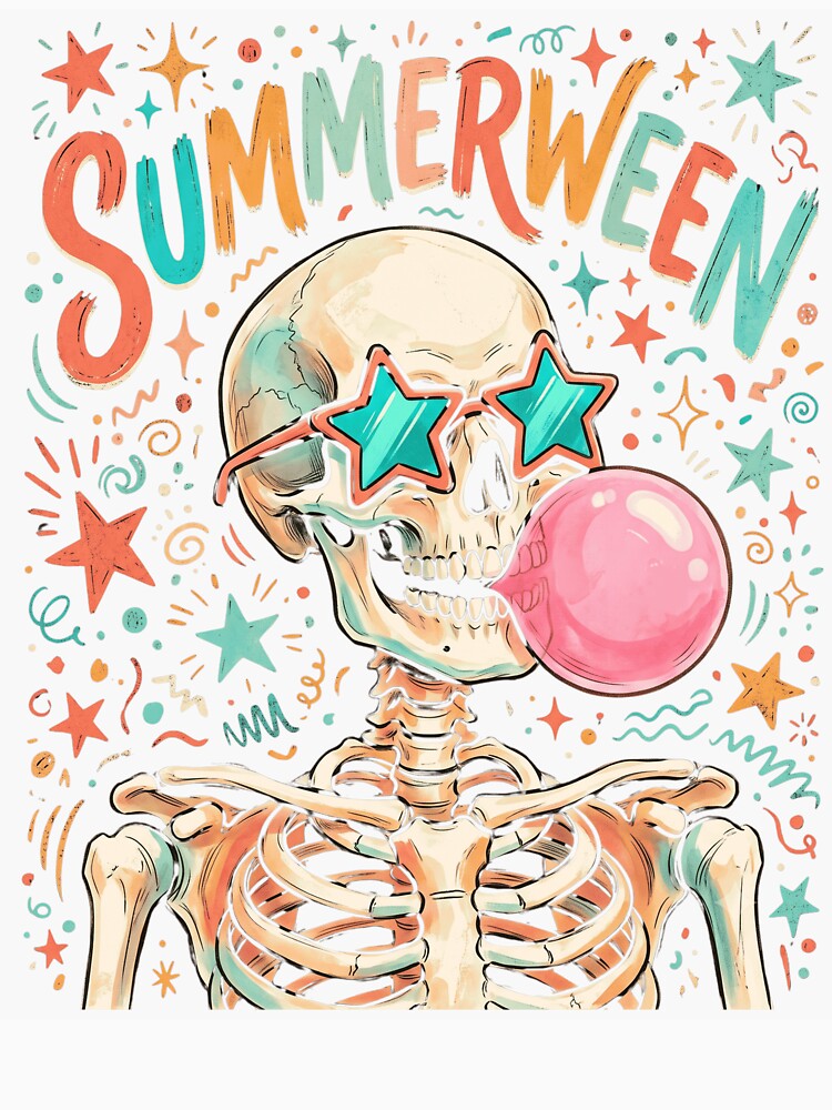 Spooky Cute Summer Skeleton Sunglasses Beach Sunset Design by NADIASHOP86