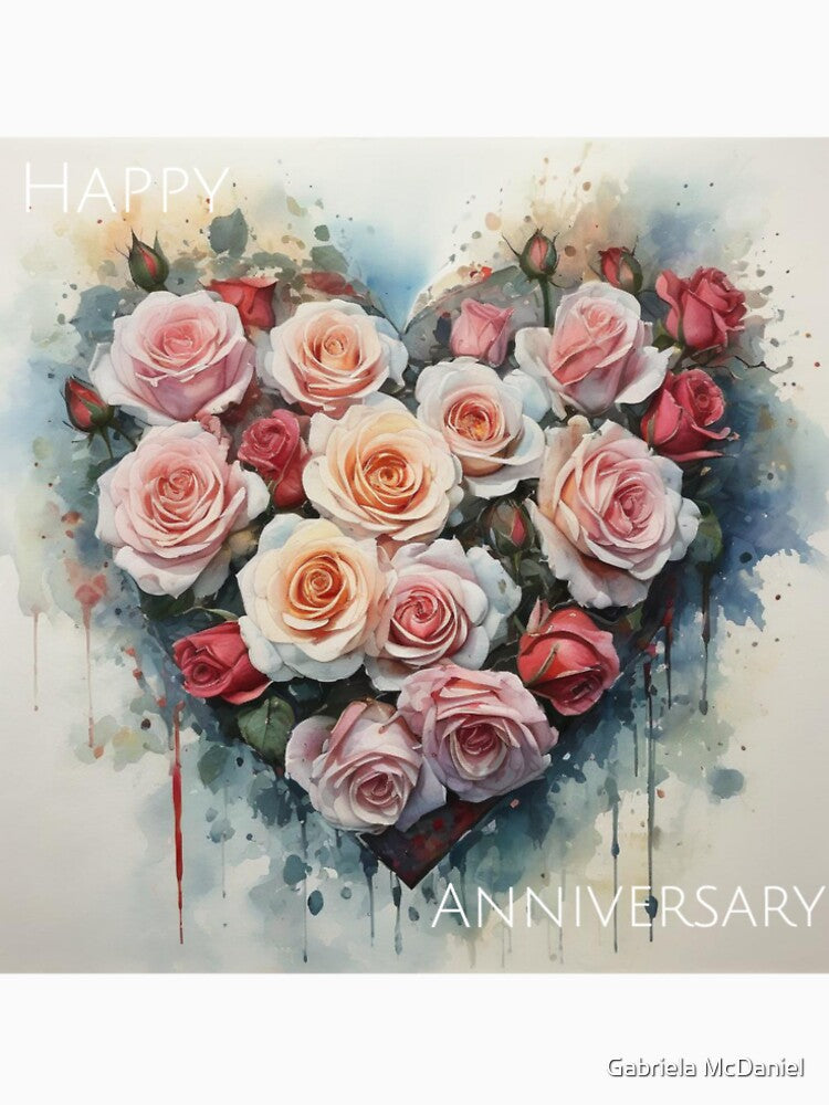 Happy Anniversary Roses Watercolor by Gabriela McDaniel