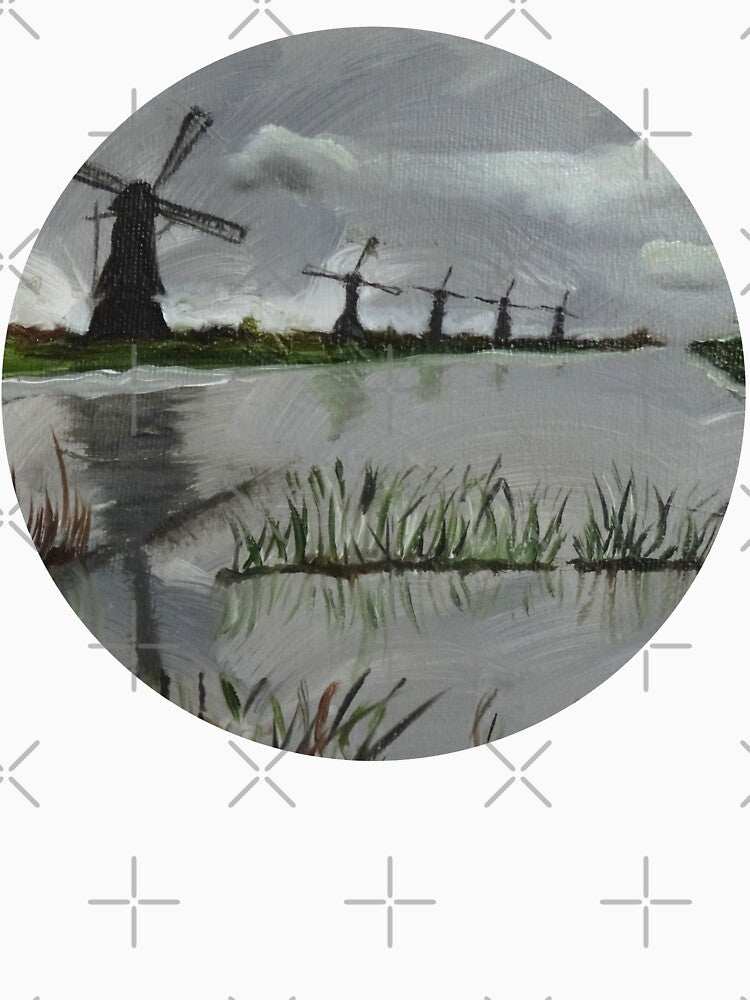 Dutch Windmill Scenery, Holland Landscape by DiensDesign