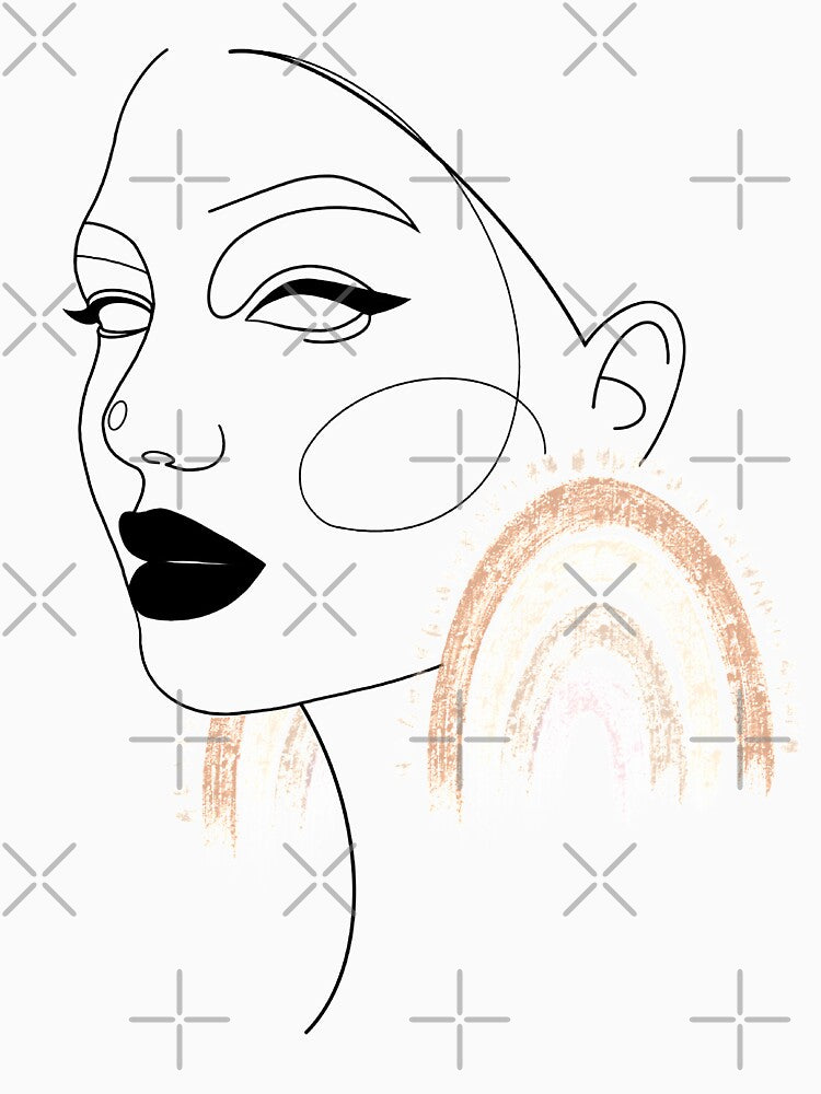 One Line Face with Boho Rainbow by Valeria-Art