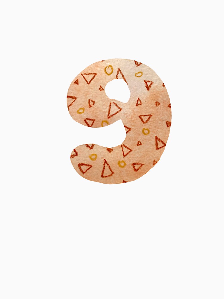 Number nine textured peach a watercolor sketch black by Yana Mustafina | Boho Soulful Designs