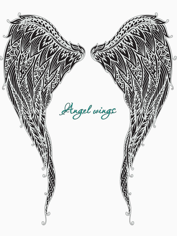Hand Drawn Ornate Angel Wings by JTS STORE