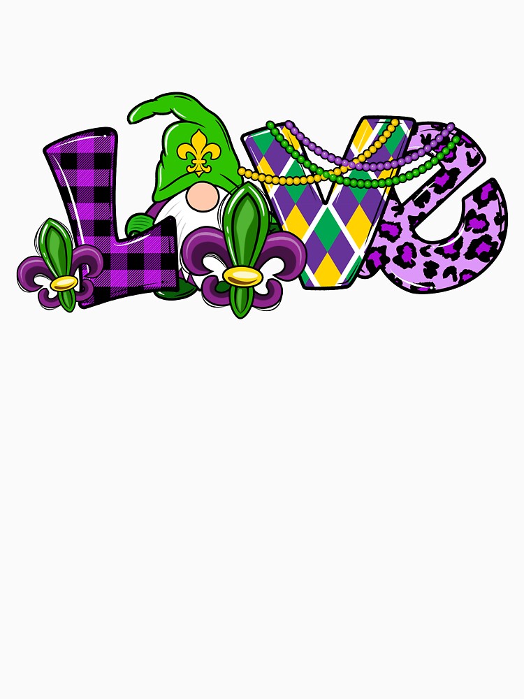 Love Gnomes Mardi Gras Funny Gnome Men Womens Kids Gift by GenesisHand