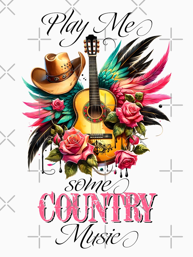 Play Me Some Country Guitar Roses and Feathers by Artbellachi