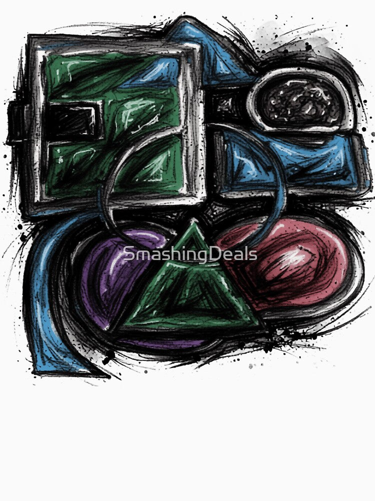 Shapes Misbehaving Charcoal Sketch colorful geometric abstract design by SmashingDeals