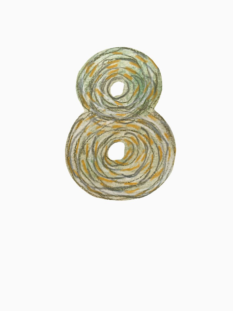 Number eight textured green a watercolor sketch by Yana Mustafina | Boho Soulful Designs