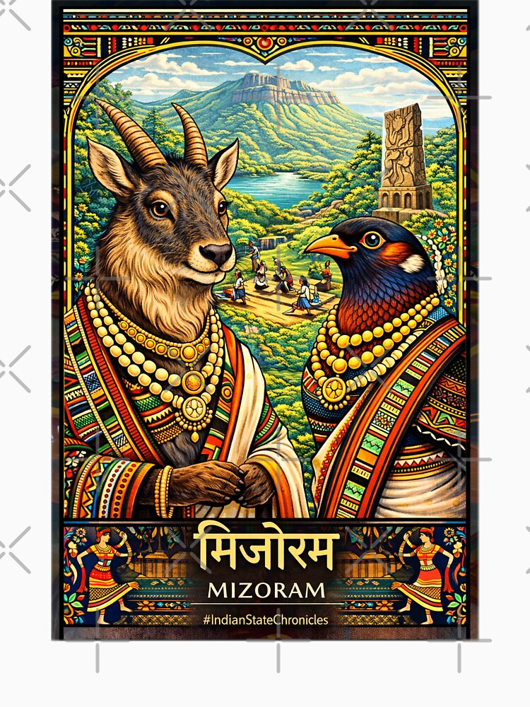 Mizoram T-Shirt | Heritage Serow & Mrs. Hume's Pheasant Art | IndianStateChronicles by freezed-frames