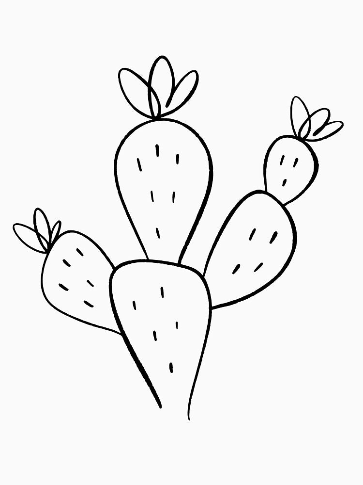Minimal One Line Cactus Silhouette Art T-Shirt by Sadie Gray