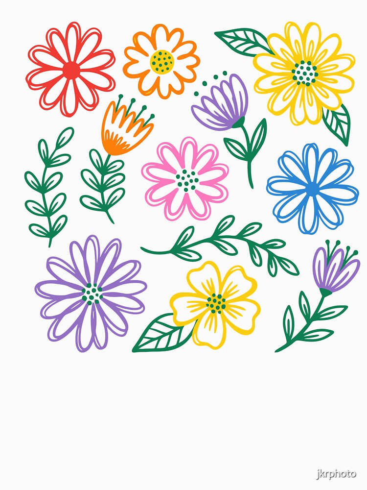 colorful doodle Floral Pattern by jkrphoto