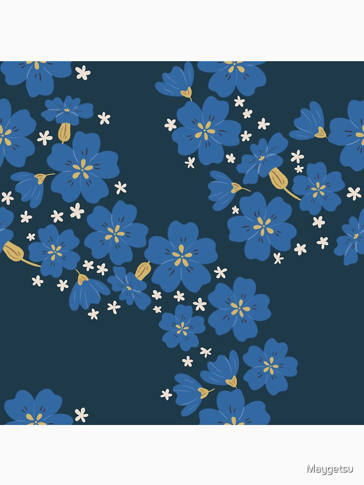 Blue Flower on dark teal by Maygetsu