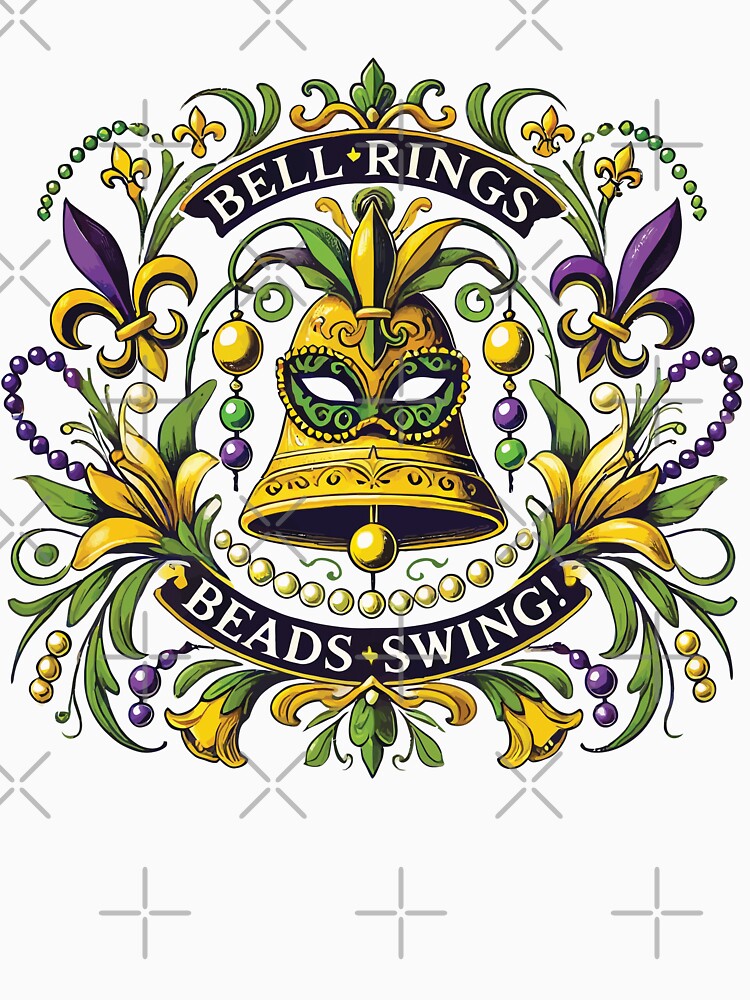 Mardi Gras Bell Rings Beads Swing Festive Design by LuminOrb