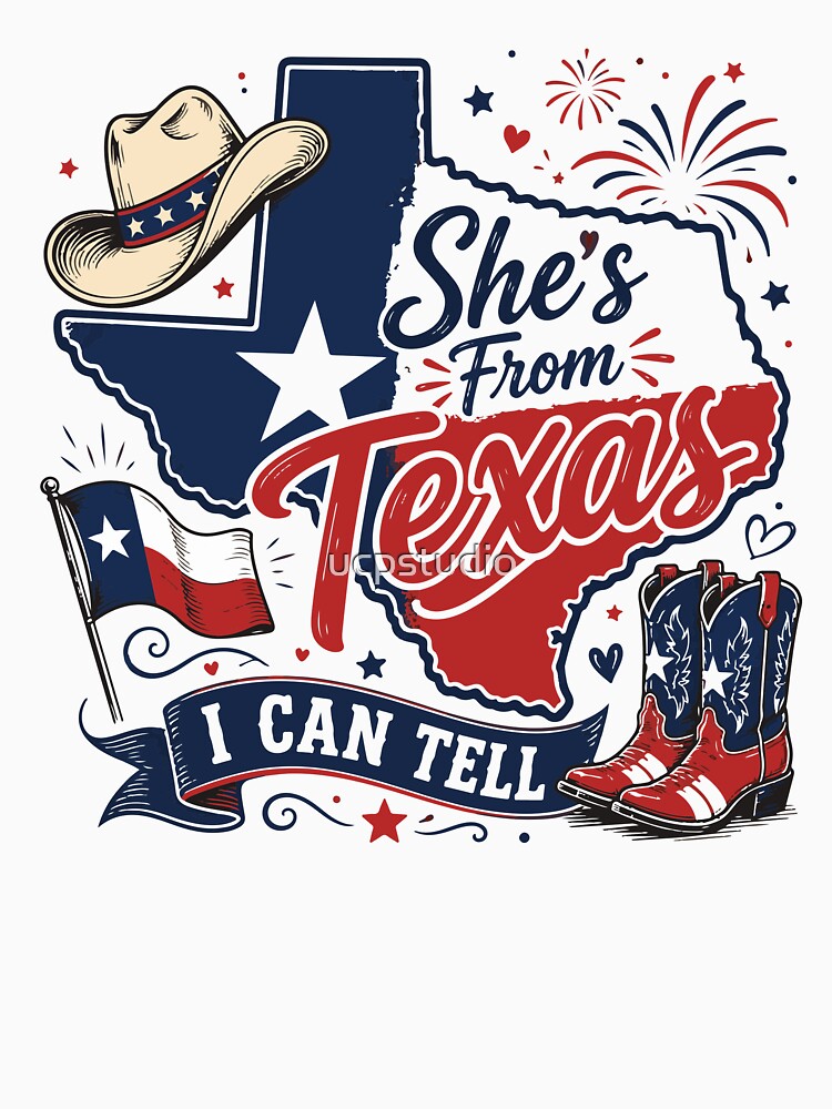 She's From Texas I Can Tell – Texas Cowgirl T-Shirt Design by ucpstudio