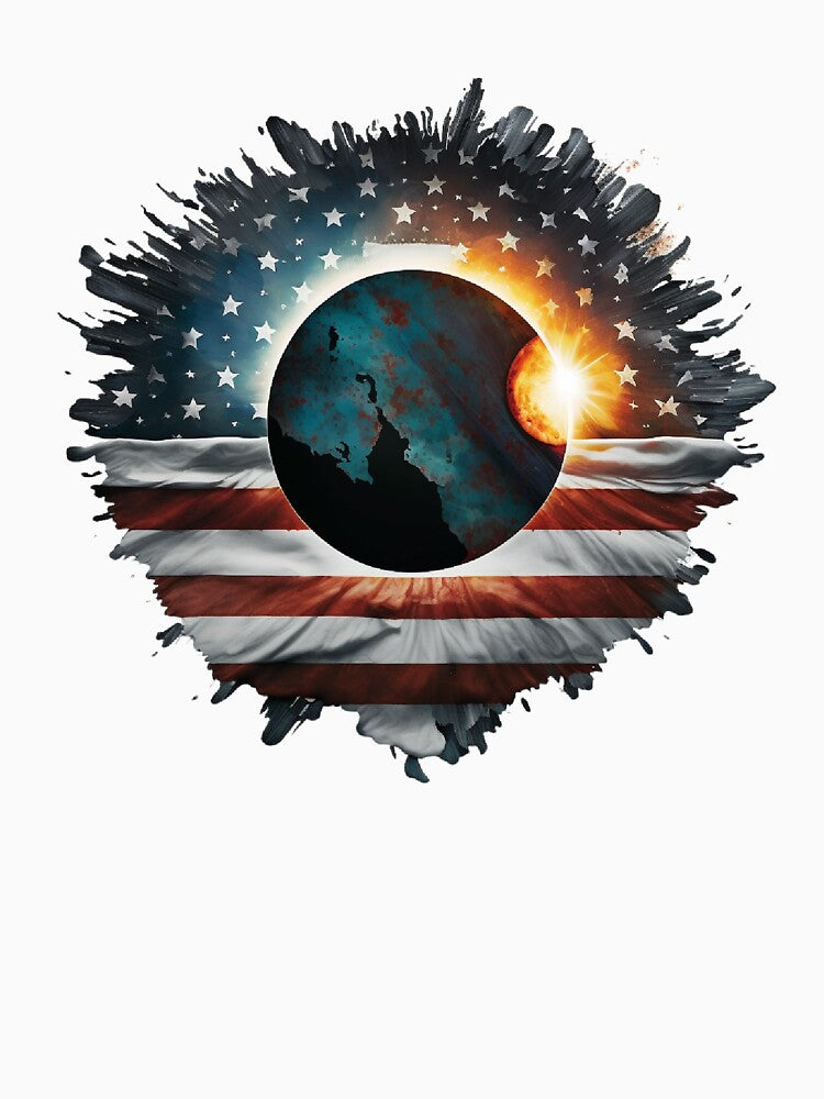 2024 Total Solar Eclipse Patriotic USA by The Junto Shop