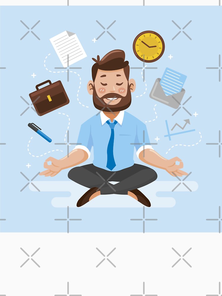Cartoon Business People Meditating Illustration by Peekonet