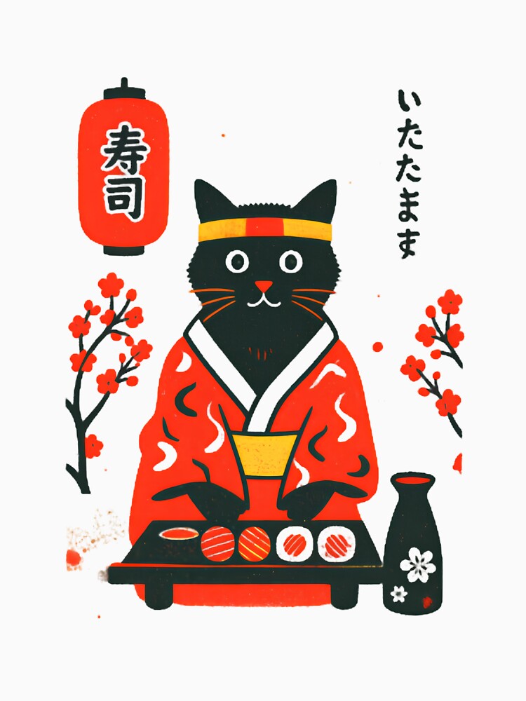 Japanese Black Cat Sushi Chef by Colorful-Garden