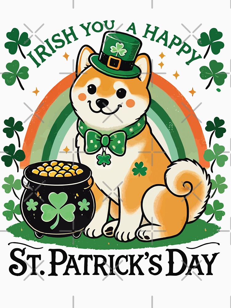 St. Patrick's Day Happy Dog Rainbow by LuminOrb