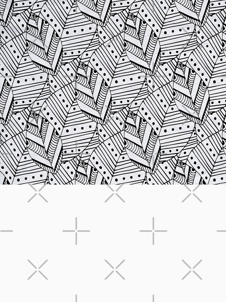 Hand drawn black and white abstract leafs pattern by baligaia