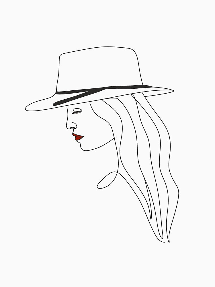 Abstract woman with hat.Illustration minimalistic style. Beaty salon logo by Nina Velychko