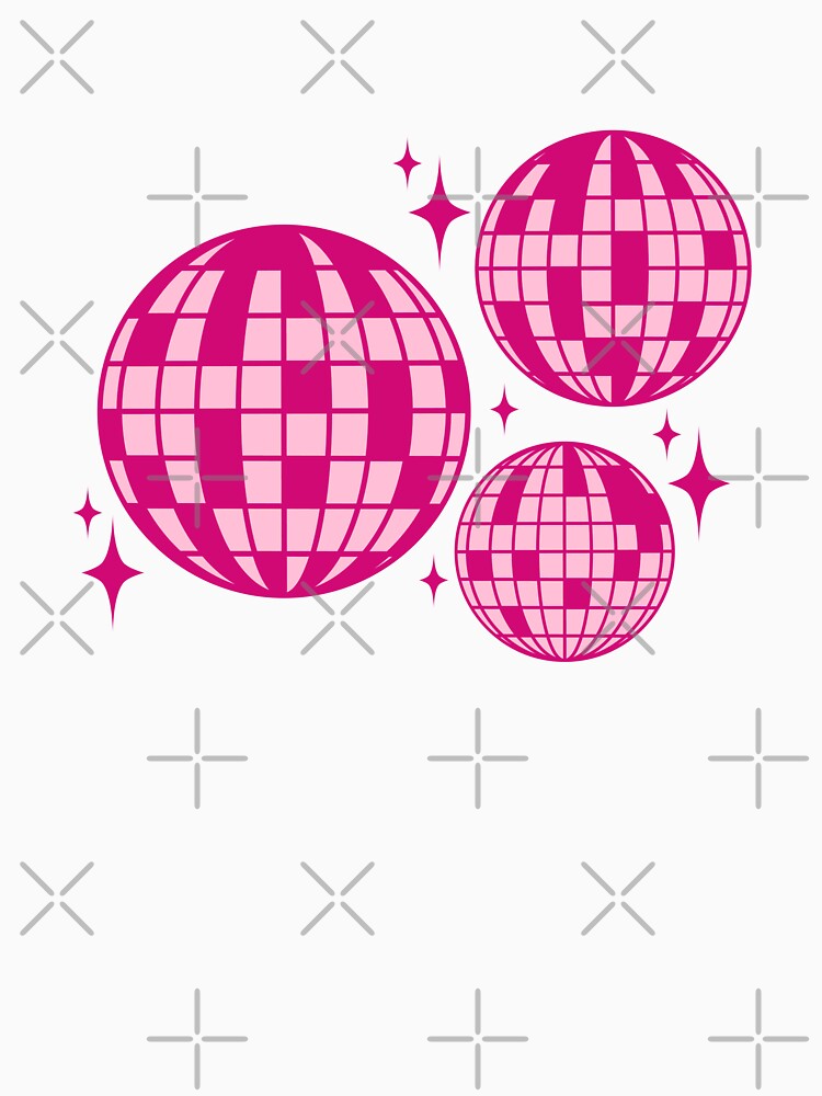 Set Of 3 Pink Disco Balls with sparkles by dottiedigitals