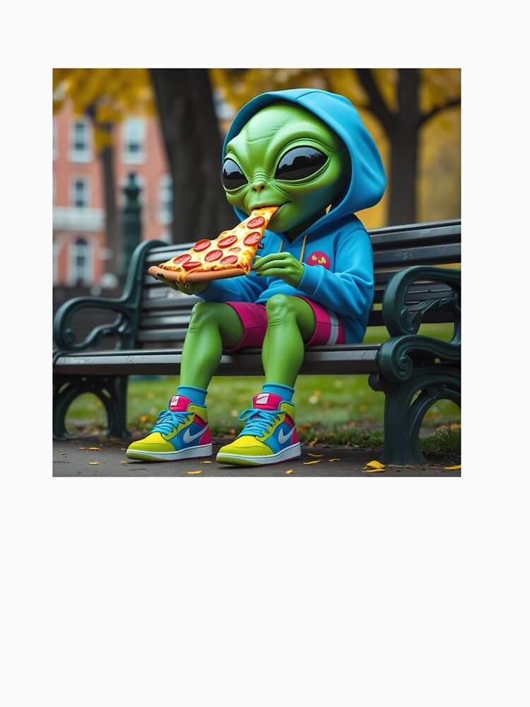 Funny space Alien Eating Pizza by Art-NestEG