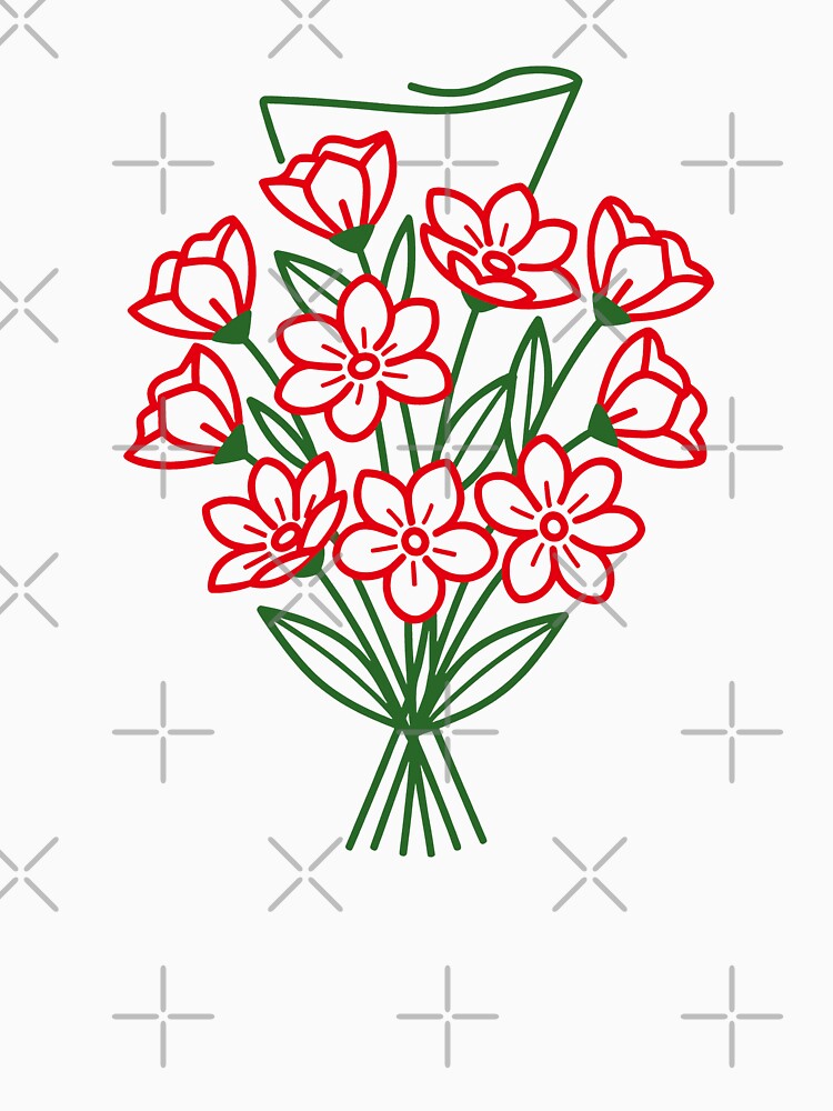 Minimalist Flower Bouquet Floral Art and Line Drawing by SplashTastic