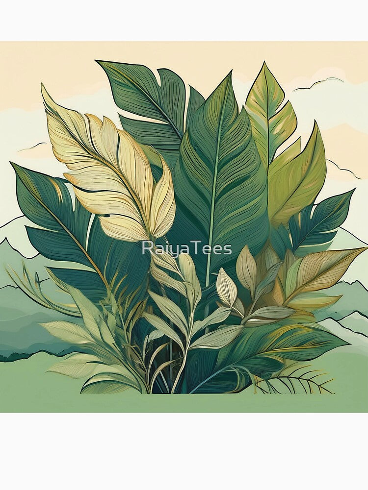 Elegant Botanical Line Art with Bold Colours by RaiyaTees