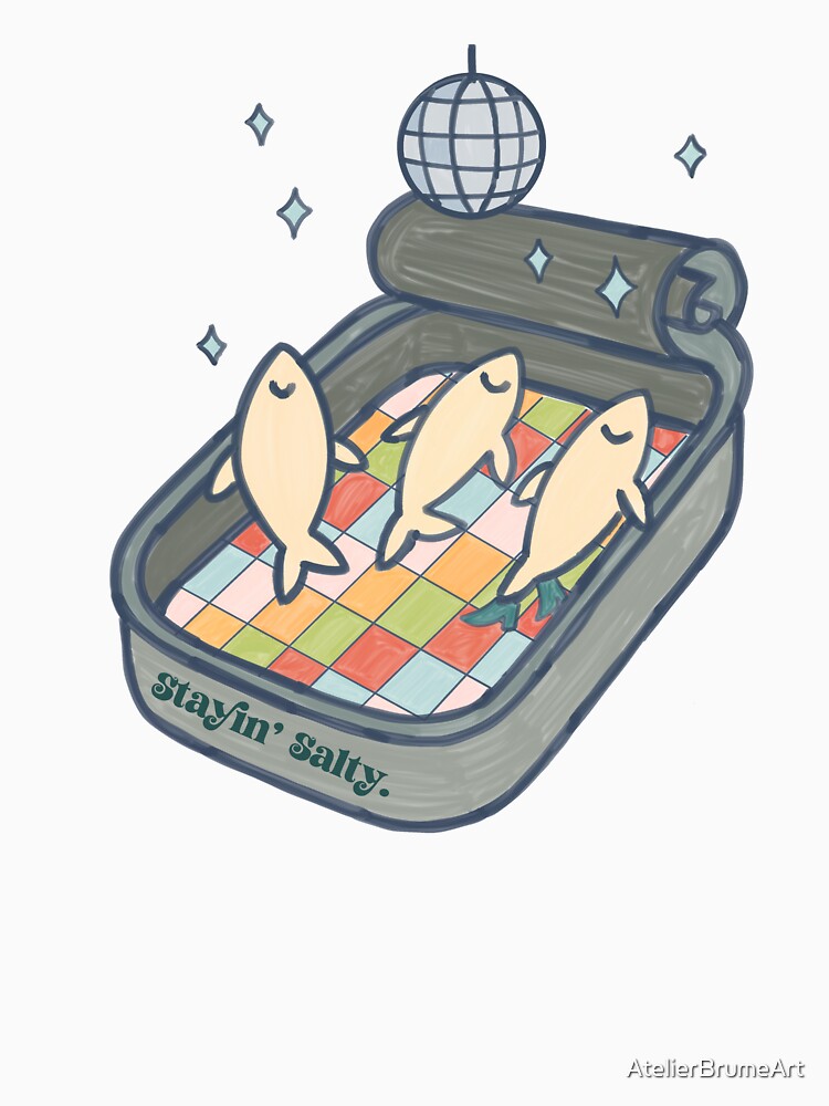 Sardine Disco – Stayin’ Salty Coastal Illustration by AtelierBrumeArt