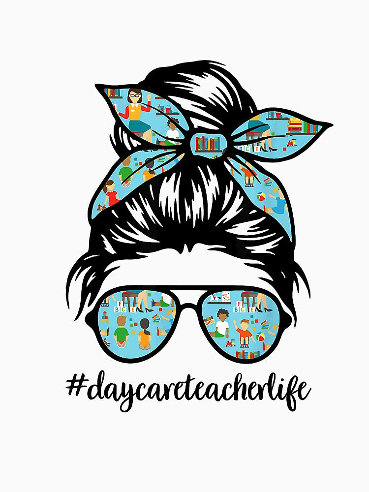 Daycare Teacher Messy Bun Life Hair Glasses Back to School by PassionPara
