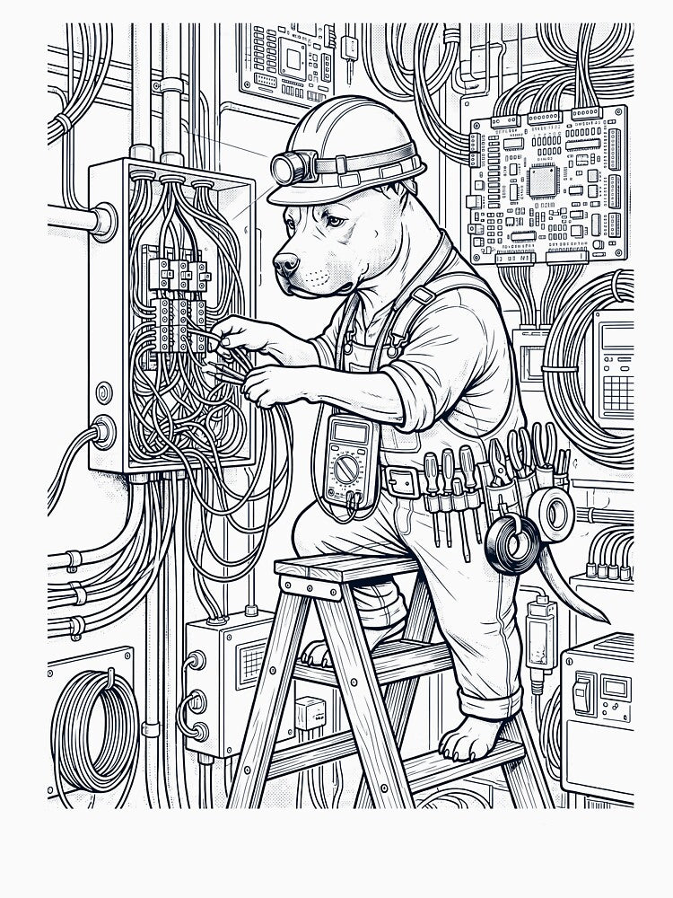 Vintage American Staffordshire Terrier Electrician Dog Dad Mom Lover by DoodleTortle