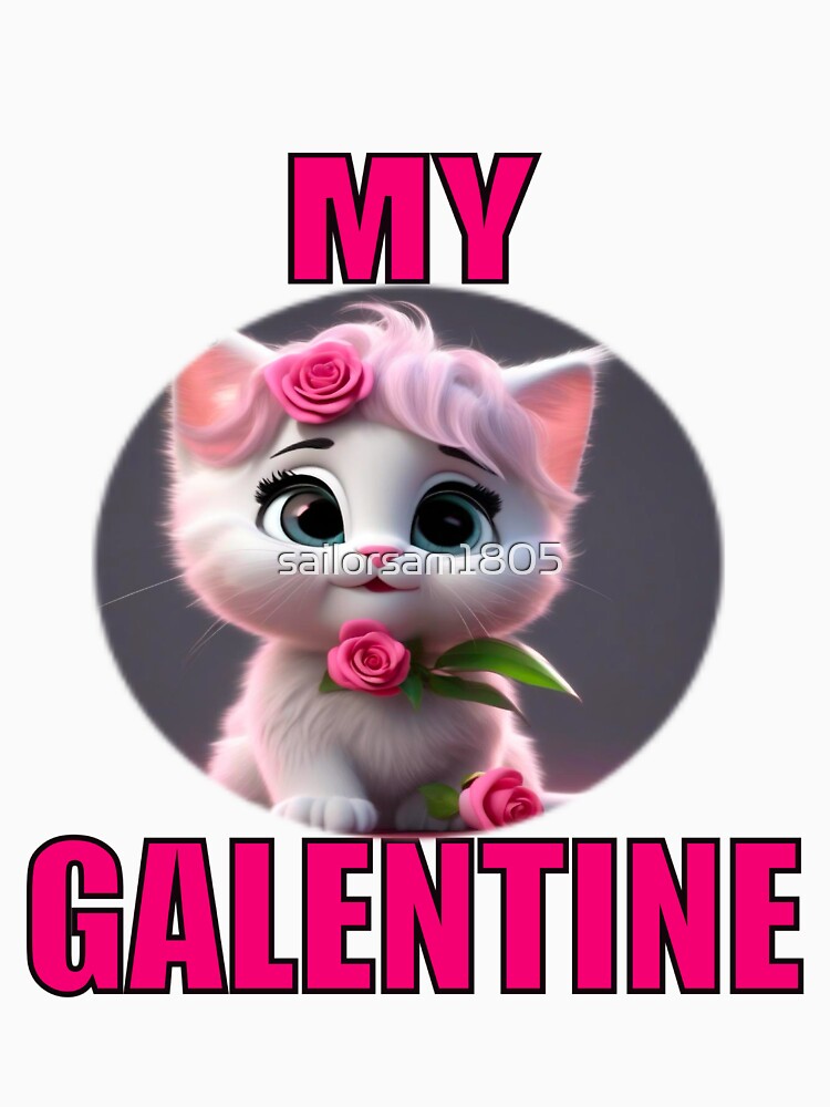 White Super Cute kitten on Galentines day and Galentines party, gift idea for Galentines day by sailorsam1805