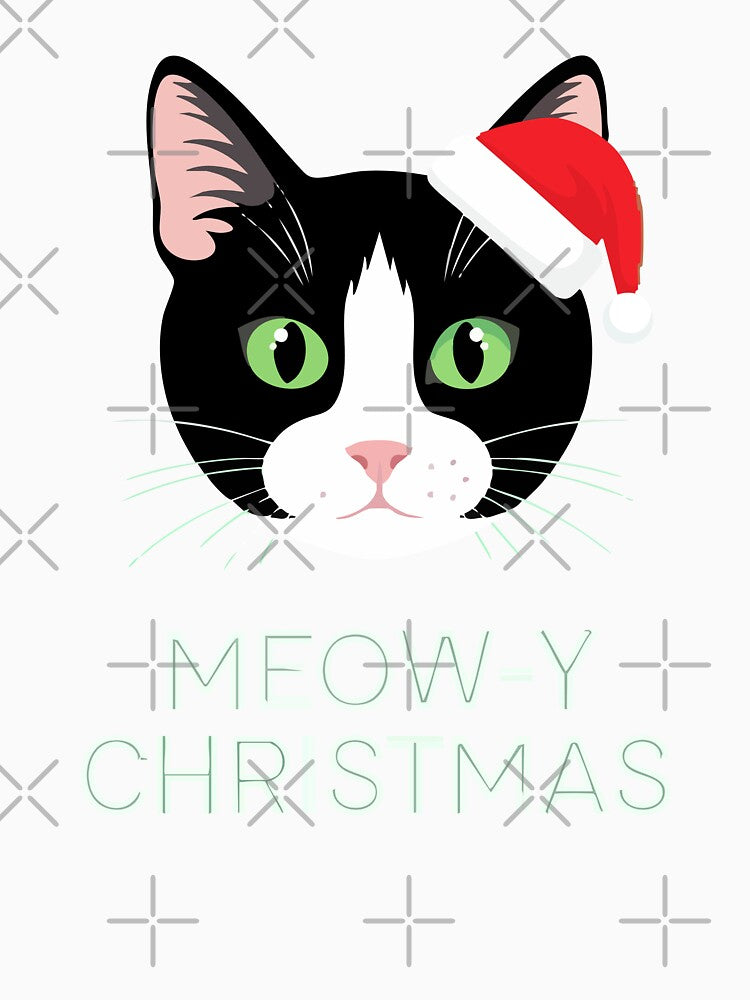 Meow-y Christmas | Cute Cat in Santa Hat Funny Holiday Design by graphicnew