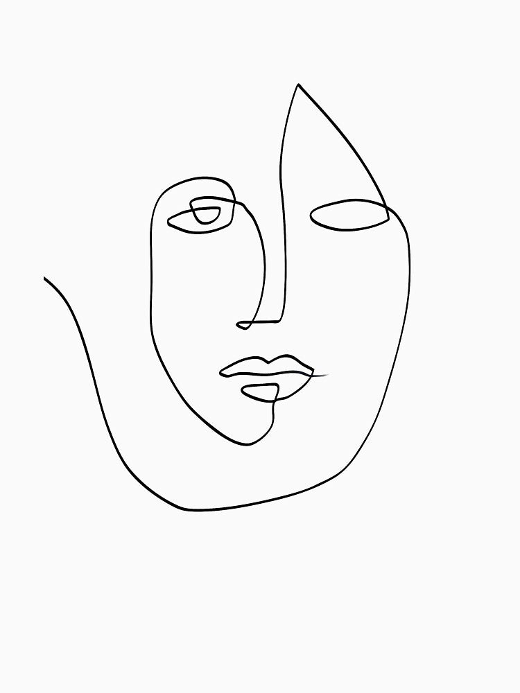 Abstract Face - One Line Art by TheRedFinch