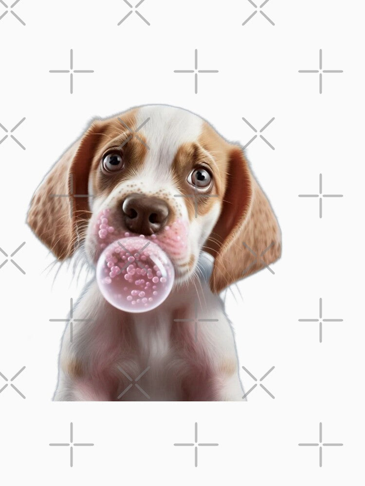 Playful Pup Blowing Bubble Gum Balloon by ArtOfArty
