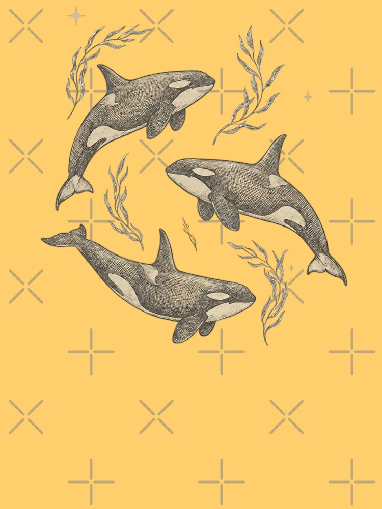 Cottagecore Celestial Orca Trio – Vintage Nautical Linework by FIREDesignsPOD